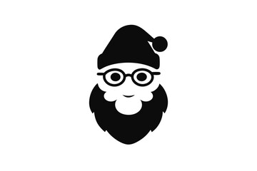 Santa Claus Silhouette Icon with Beard and Glasses