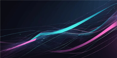 Abstract blue background with dynamic light fractal curves and futuristic smoke patterns