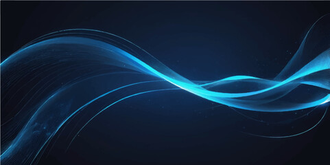 Abstract blue background with flowing light waves and futuristic fractal lines, perfect for tech-inspired designs and vibrant wallpapers