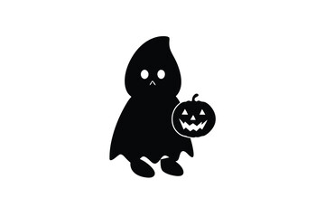 Ghost Holding Pumpkin Vector Design graphic lonely ghost
