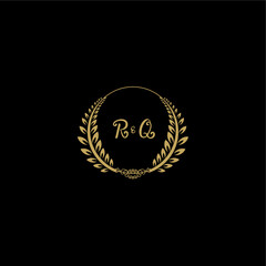 RQ beautiful feminine and elegant wedding monogram initial logo with circle floral gold
