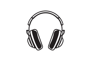 Wireless headphones line art and black color
