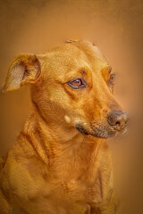 Warm Toned Portrait of a Cute Brown Mixed Breed Dog