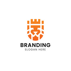 Obraz premium Iconic king lion castle logo.