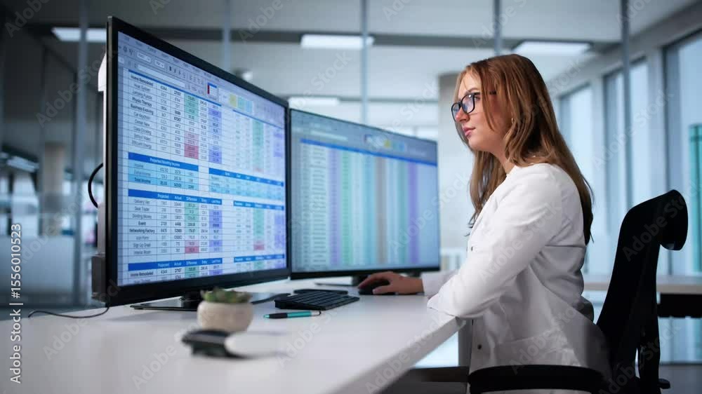 Poster female healthcare data technology analyst specializing in medical coding