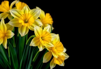 Obraz premium Elegant daffodil bouquet, blooming, artistic background, birthday card perfect, pastel, jonquil
