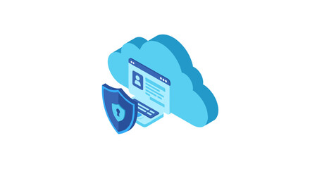 Cloud security concept vector illustration for digital protection design in isometric style