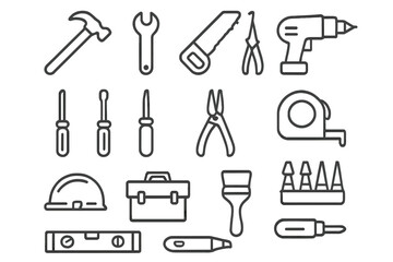 Tools for home improvement projects arranged neatly on a flat surface in a well-lit workspace