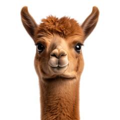 Fototapeta premium portrait of llama portrait isolated on a transparent background 