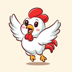 cute character chicken logo for restaurant, elements