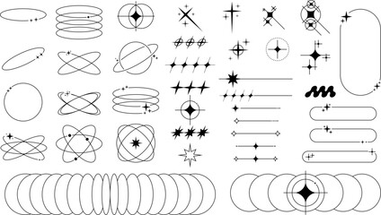 aesthetic minimalist abstract lines with stars y2k futuristic retro arch stroke design set template  © Shalitha Ranathunge