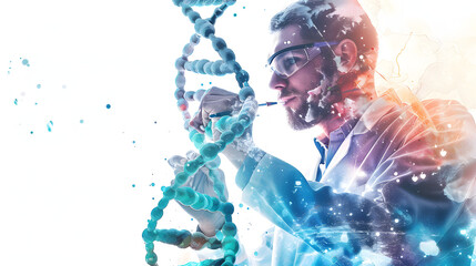 watercolor painting style Genetic engineer editing