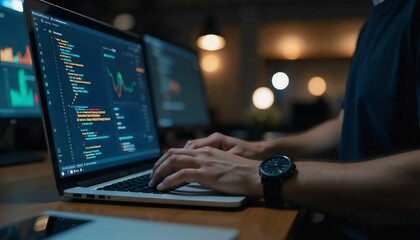 man working on laptop