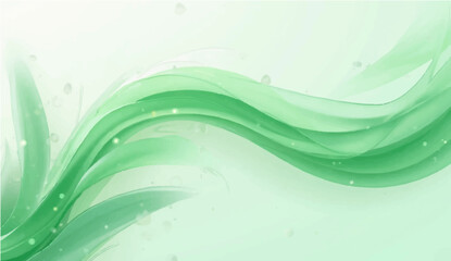 Abstract green wave background with curved lines and light design elements