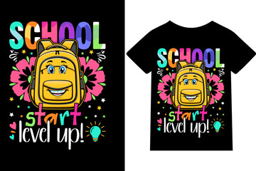 School start – level up! T-shirt design or quote or mug or typography design