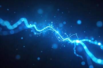 Electric Blue Energy Surge Glowing Wires Illuminate the Darkness with an Ethereal Glow, Perfect for Technology, Energy, and Abstract Design Concepts