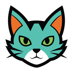 Graffiti Cat Head Maskot for Pop Art Design Line Art Vector Illustration