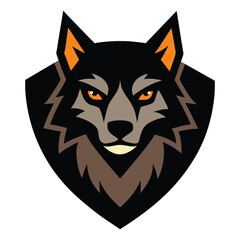 Retro Wolf Head Emblem Logo for Classic Art Line Art Vector Illustration