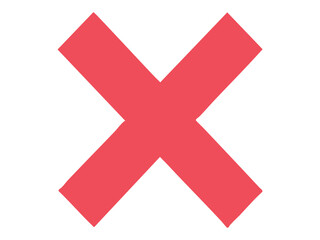 Obraz premium Red diagonal cross mark isolated on white background, graphic illustration. Concept of error icon, cancel symbol, wrong answer, interface button, design element