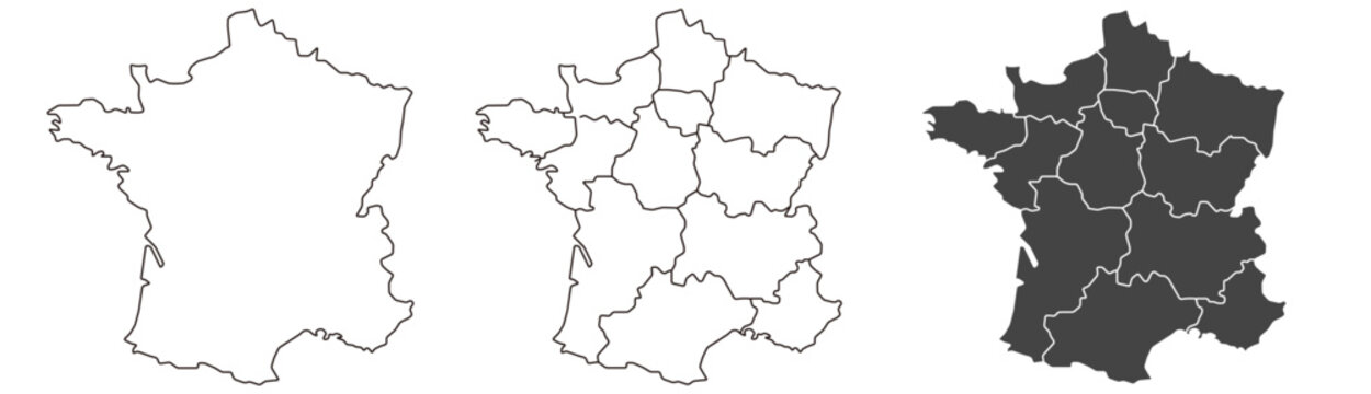 France map &ndash; vector illustration of regions and political borders