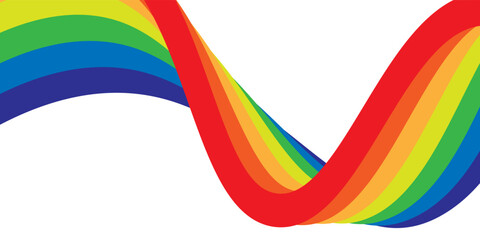 Rainbow wavy ribbon design element. LGBTQ Pride month flag. Rainbow color wave background template shape for banner, poster, flyer, brochure, booklet, cover.