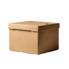 Cardboard Box: A simple, neatly assembled cardboard box, its clean lines and natural texture reflecting a sense of order, awaiting for your product.