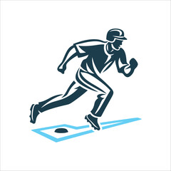 Baseball Player Sprinting to First Base Icon Running Batter Sprinting to first base