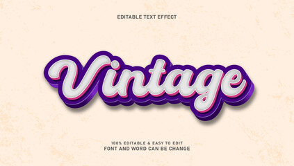 Vintage text effect with 3d style that can be edited