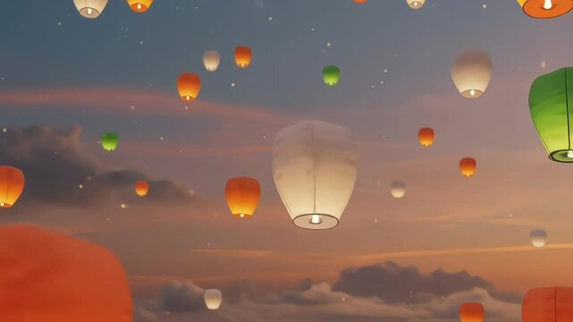 Twilight Festival Lanterns Motion, india independence day