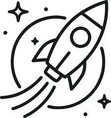 Creative Vision of Cosmic Exploration, A hand-drawn rocket soaring among stars, symbolizing bold dreams, motion, and creative exploration into the unknown.