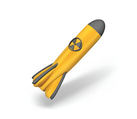 Nuclear Missile with Radiation Symbol isolated vector 3d icon