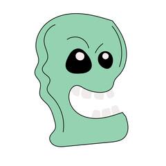 Halloween Skull Cartoon Character Face. Smiley Skeleton Bone Head  Traditional Halloween Holiday Mascot Head. Funny Monster Mask Doodle Symbol. Jack Spooky Head Icon. Cute Comic Autumn Halloween Party