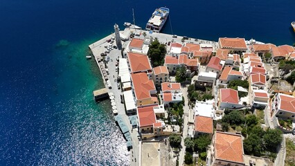 Colorful Coastal Houses of Symi Island, Greece &ndash; Mediterranean Architecture