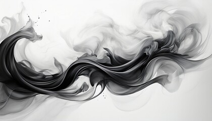 swirling black smoke effect on white background