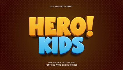 Editable 3d style hero kid text effect