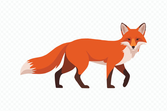 red fox walking vector illustration isolated on white background – perfect for wildlife and nature design projects