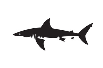 minimal shark silhouette vector illustration for aquatic wildlife and underwater art