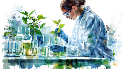 watercolor painting style Organic lab operator
