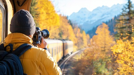 Autumnal landscape photography from a train