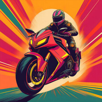 Motoqueiro pilotando sua moto.