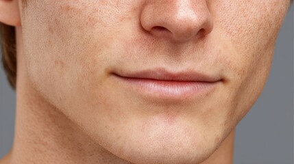 Obraz premium Closeup of acne redness and swelling on face under neutral gigapixel standard highlighting pores and blemishes in skin beauty