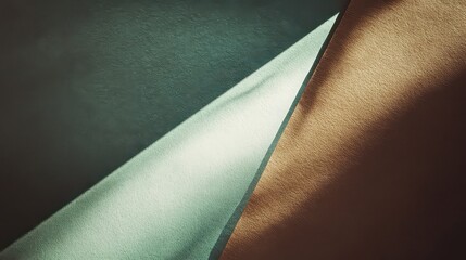 Abstract shot of light on textured surfaces with a diagonal division and contrasting colors