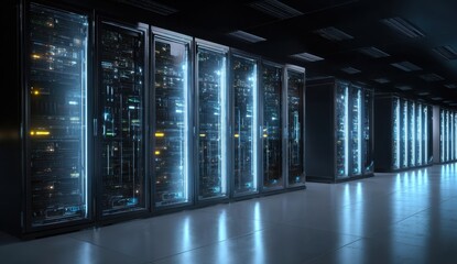 Illuminating the Digital Core: A Server Room's Glowing Heart