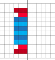 Educational vector illustration with the image of a drawing by squares. Drawing with an axis of symmetry. Speech therapy educational material. Vector candy with an axis of symmetry.