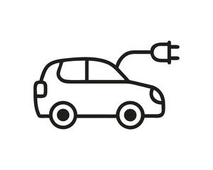 Electric Car Charging Icon – Vehicle with Charging Plug Symbol
