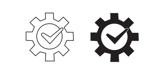 Optimized Process Icon Set: Gear with Checkmark, Success, Completion, Quality Assurance