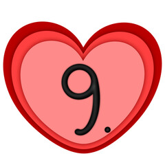 Number 9 in heart 