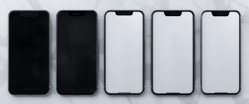 Modern Smartphones with Blank and Black Screens – Minimalist Mobile Device Collection

