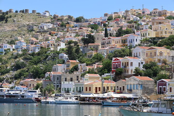 Colorful Waterfront Buildings of Symi Island &ndash; Greek Island Scenic View