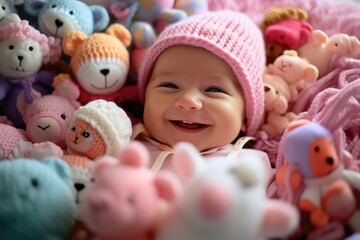 happy cute newborn baby child infant portrait
